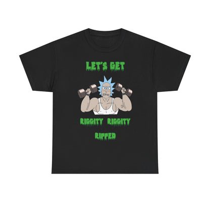 Funny Fitness Unisex Heavy Cotton Tee - "Let's Get Riggity Ripped" Black