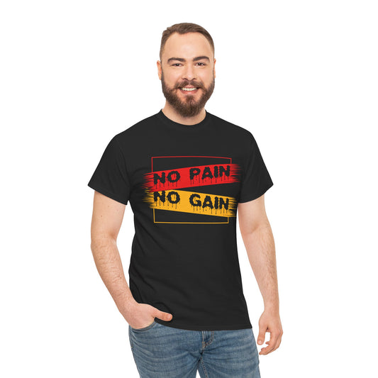 Motivational Unisex Heavy Cotton Tee - "No Pain No Gain" Workout Shirt