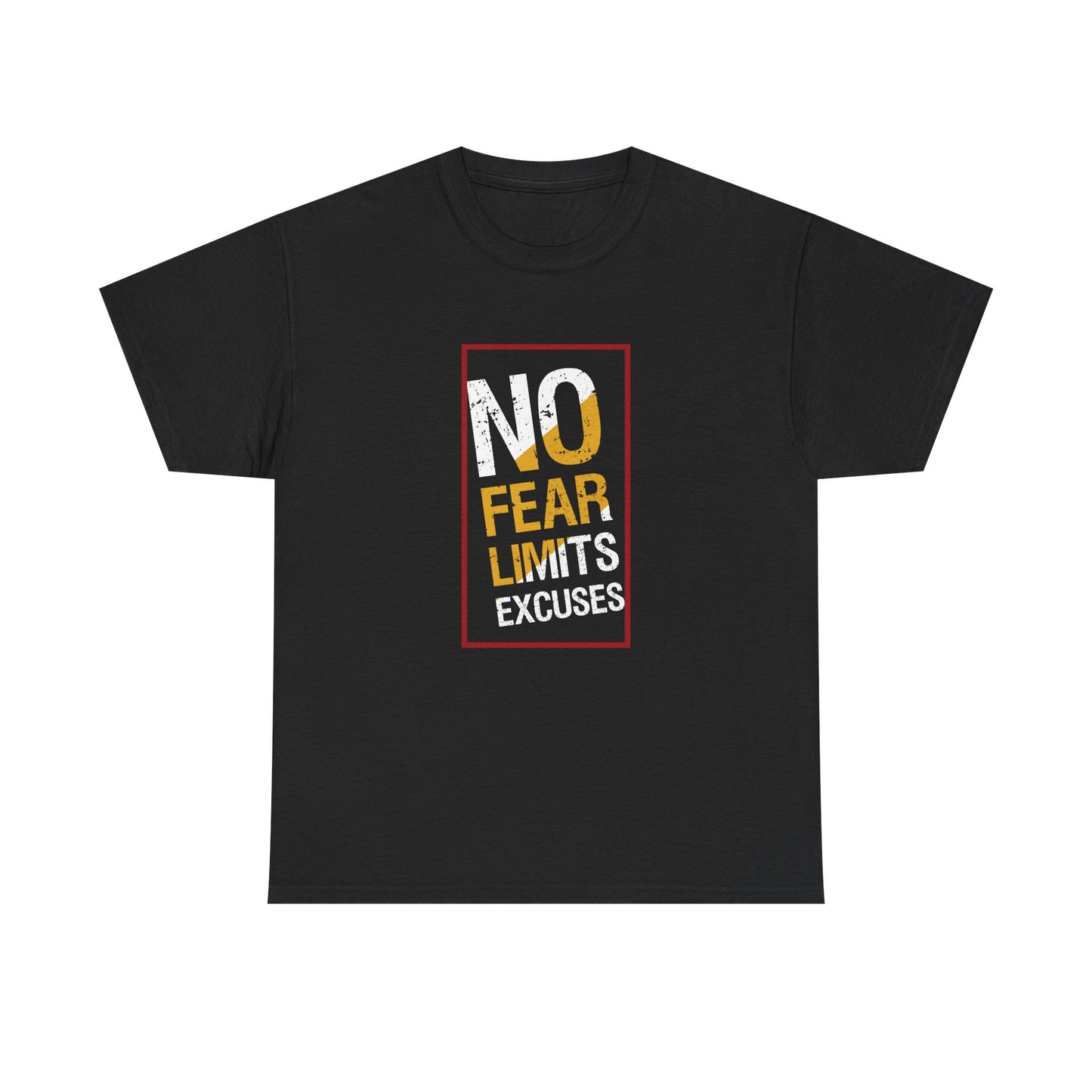 Motivational Unisex Heavy Cotton Tee - "No Fear, No Limits, No Excuses"