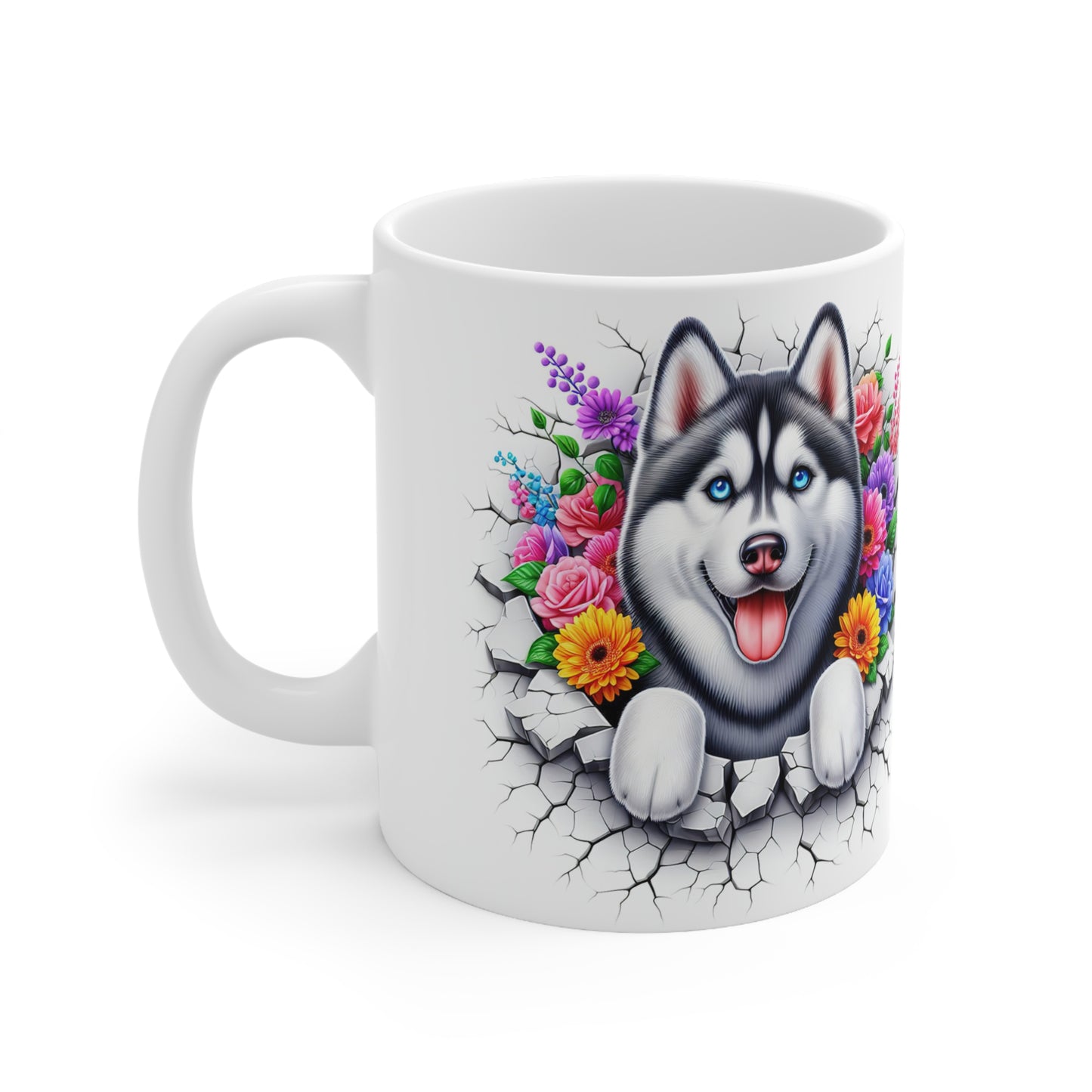 Husky Floral Ceramic Coffee Mug - 11oz & 15oz