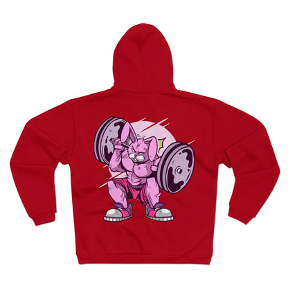 Funny Lifting Bunny Unisex Hooded Zip Sweatshirt