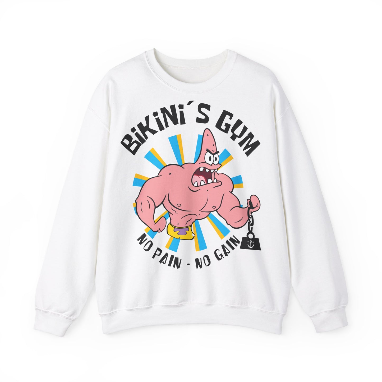 Unisex Heavy Blend™ Crewneck Sweatshirt - Bikini's Gym "No Pain - No Gain" White