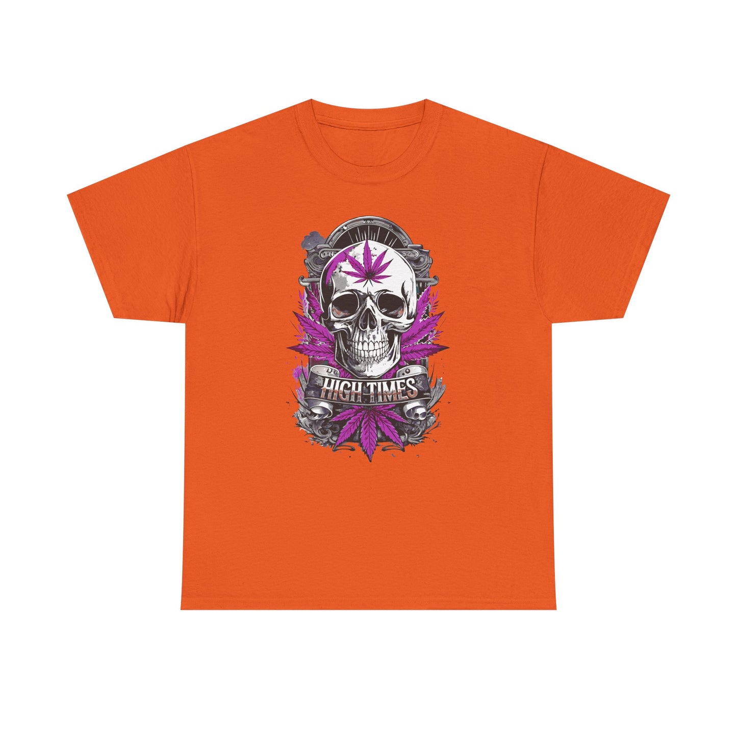 Skull & Purple Cannabis Leaf Tee - "High Times" Graphic T-Shirt
