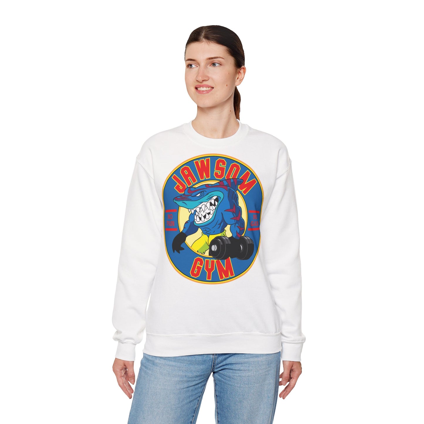 Jawson Gym Unisex Heavy Blend™ Crewneck Sweatshirt - Fitness Wear for Gym Lovers White
