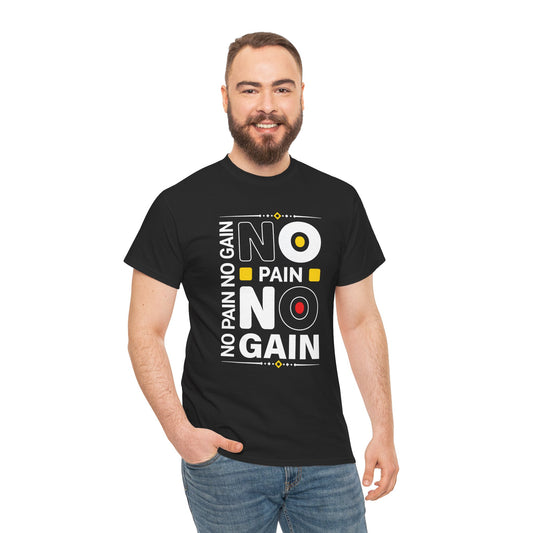 Motivational Fitness Tee - "No Pain No Gain" Unisex Heavy Cotton T-Shirt