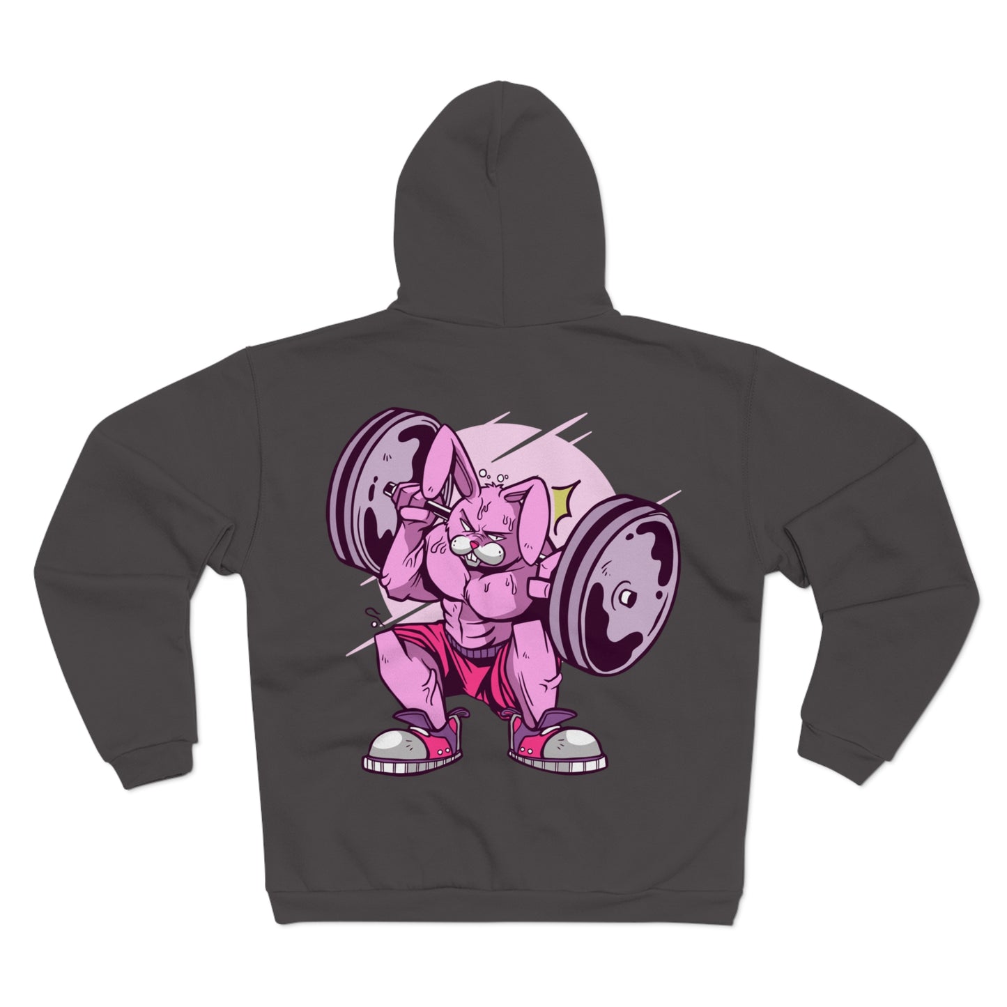 Funny Lifting Bunny Unisex Hooded Zip Sweatshirt