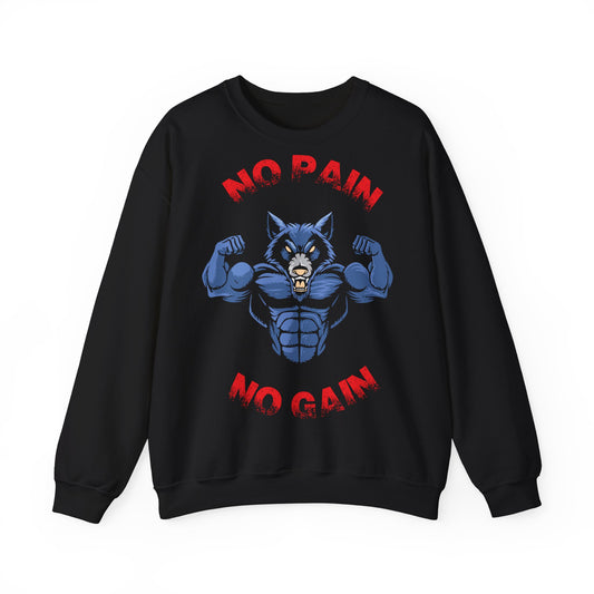 No Pain No Gain Crewneck Sweatshirt - Unisex Fitness Apparel Only Black