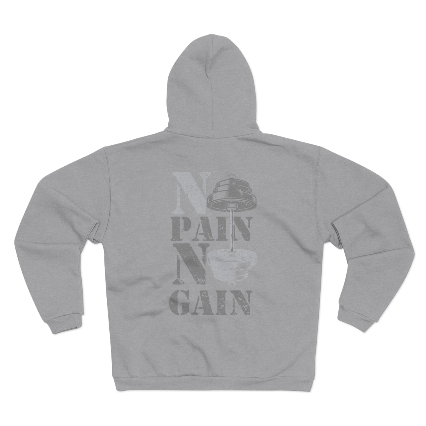 Gym Motivational Hooded Zip Sweatshirt - No Pain No Gain