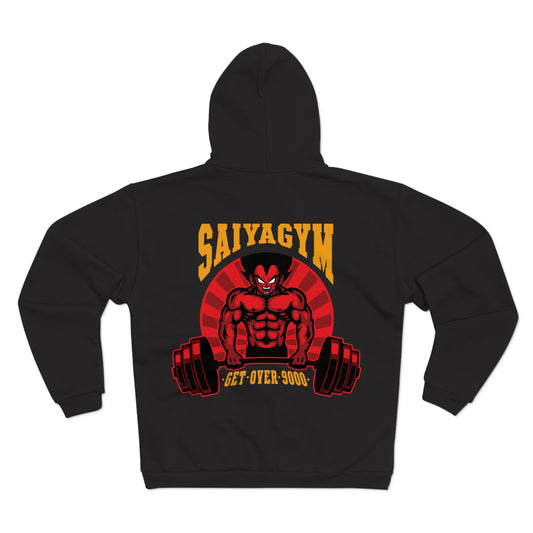 SaiyaGym Unisex Hooded Zip Sweatshirt - Get Over 9000 Gym Motivation
