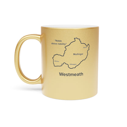 Westmeath County Metallic Colour Mug - Silver/Gold - Perfect Gift for Coffee Lovers
