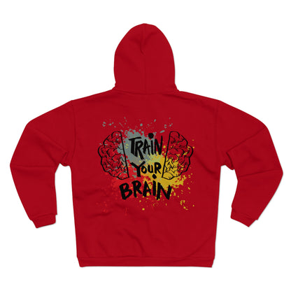 Motivational Unisex Hooded Zip Sweatshirt - "Train Your Brain"