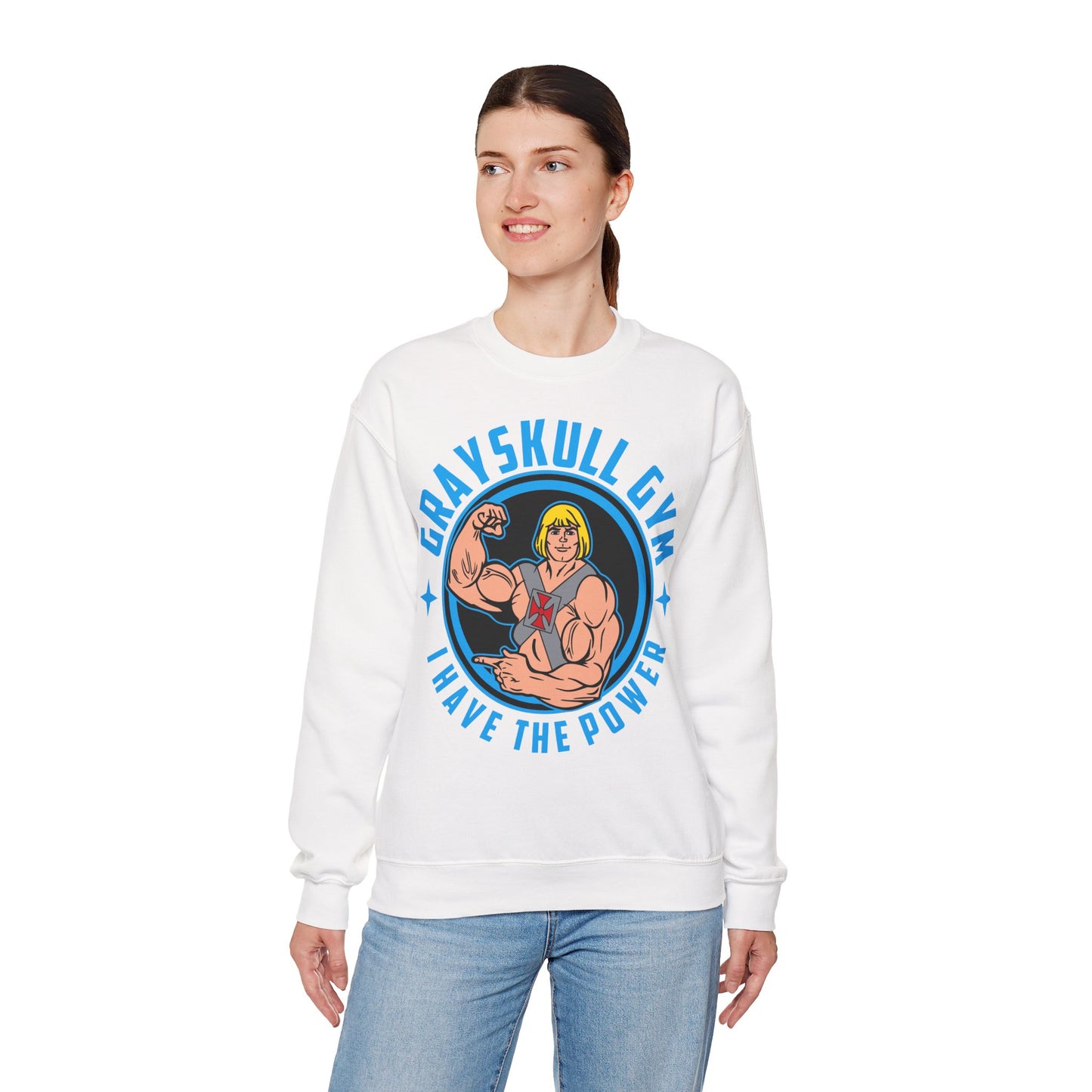 Grayskull Gym Unisex Crewneck Sweatshirt - I Have The Power White