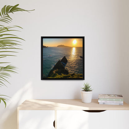 Dunquin Pier Sunset 2 Matte Canvas, Framed (Multi-color)