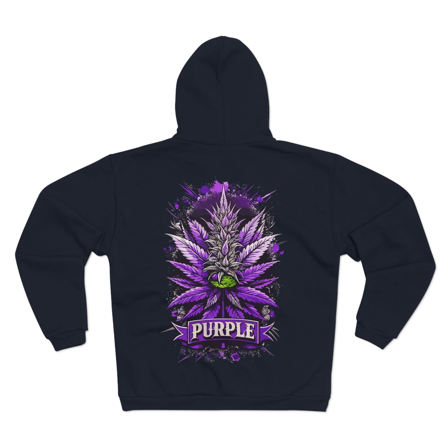 Purple Cannabis Bud Zip Hoodie — Bold Psychedelic Marijuana Graphic Zip