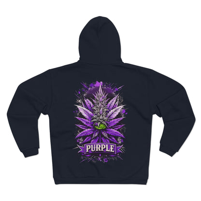 Purple Cannabis Bud Zip Hoodie — Bold Psychedelic Marijuana Graphic Zip