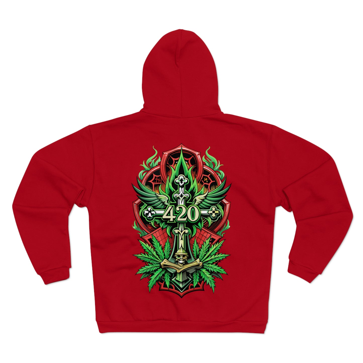420 Cannabis Shield Zip Hoodie – Marijuana Leaf Stoner Graphic Zip Hoodie