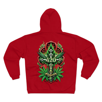 420 Cannabis Shield Zip Hoodie – Marijuana Leaf Stoner Graphic Zip Hoodie