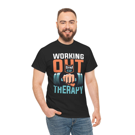 Working Out is My Therapy Unisex Heavy Cotton Tee - Fitness Motivational Shirt