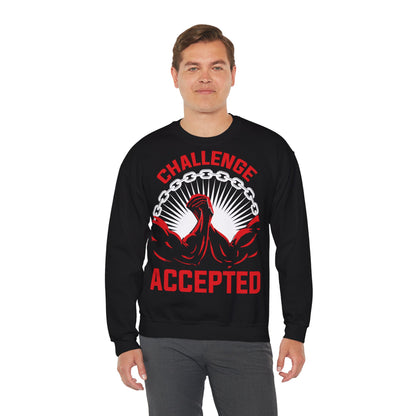 Motivational Crewneck Sweatshirt - 'Challenge Accepted' Black