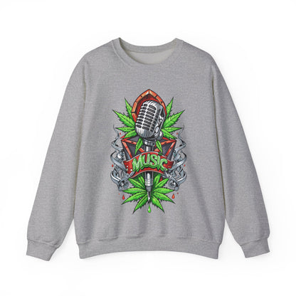 Music Microphone — Retro Mic & Leaf Graphic Sweatshirt