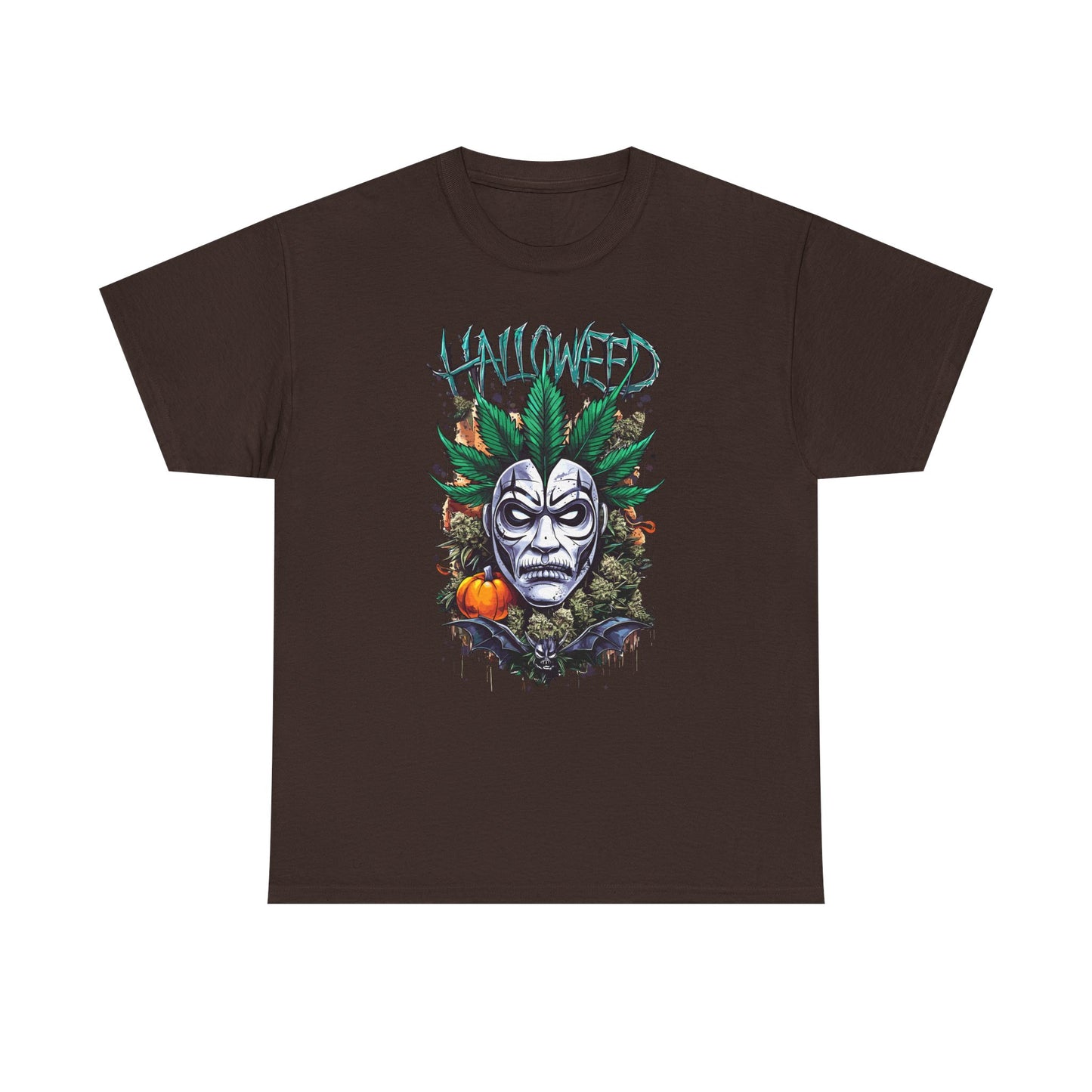 Hallowed Harvest Tee — Halloween Mask & Pumpkin Graphic T-Shirt