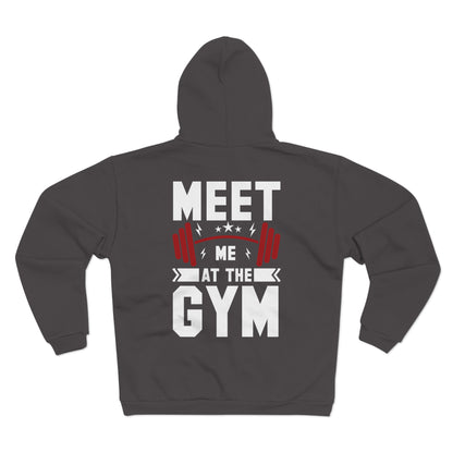Gym Motivation Unisex Hooded Zip Sweatshirt - Meet Me At The Gym