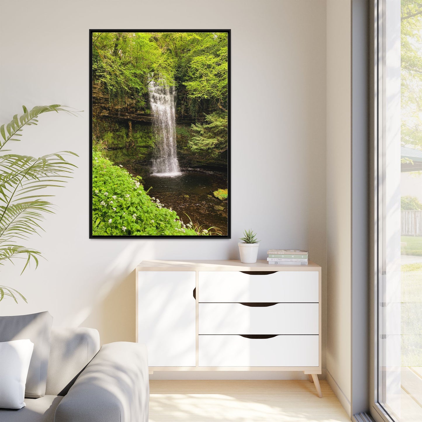 Glacer Waterfall Matte Canvas, Framed (Multi-color)
