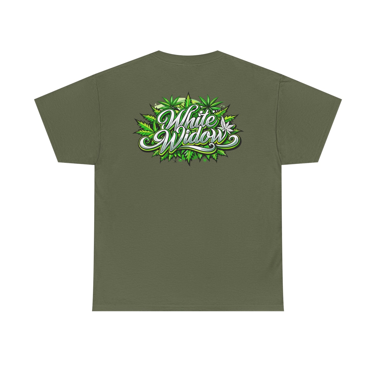 White Widow Graphic Tee — Cannabis Leaf Logo T-Shirt