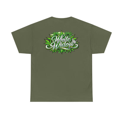 White Widow Graphic Tee — Cannabis Leaf Logo T-Shirt