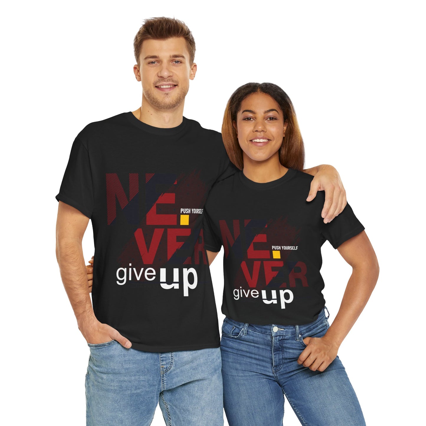 Inspirational Unisex Heavy Cotton Tee - 'Never Give Up' Motivational Shirt
