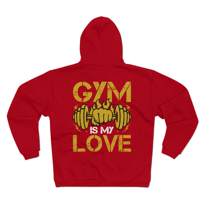 Gym Love Unisex Hooded Zip Sweatshirt - Perfect for Fitness Enthusiasts