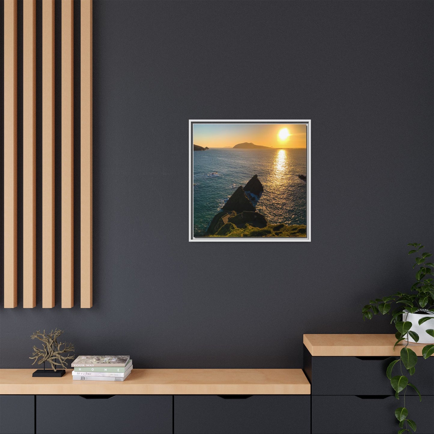 Dunquin Pier Sunset 2 Matte Canvas, Framed (Multi-color)