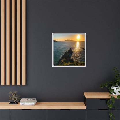 Dunquin Pier Sunset 2 Matte Canvas, Framed (Multi-color)