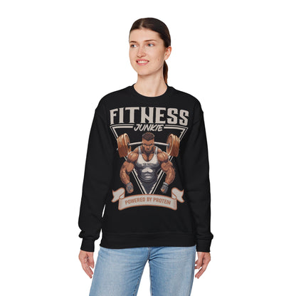 Fitness Junkie Unisex Heavy Blend™ Crewneck Sweatshirt - Powered by Protein