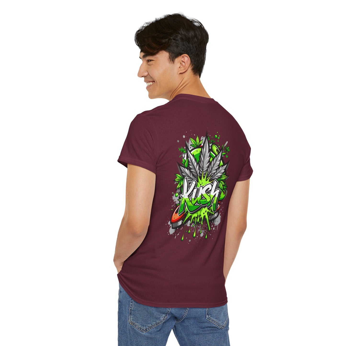 Kush Graffiti T-Shirt — Green Cannabis Leaf Street Art Tee