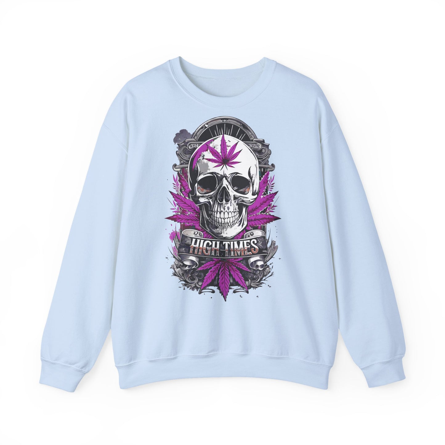 Skull & Purple Cannabis Leaf- "High Times" Graphic Sweatshirt