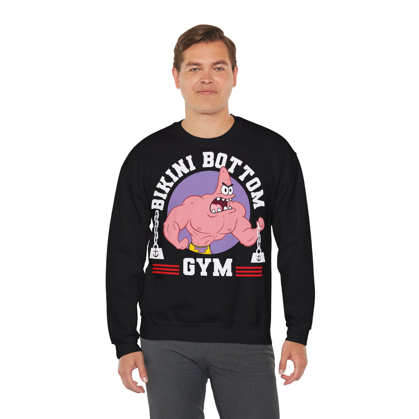 Bikini Bottom Gym Unisex Heavy Blend™ Crewneck Sweatshirt - Fun Fitness Sweatshirt for Fans Black