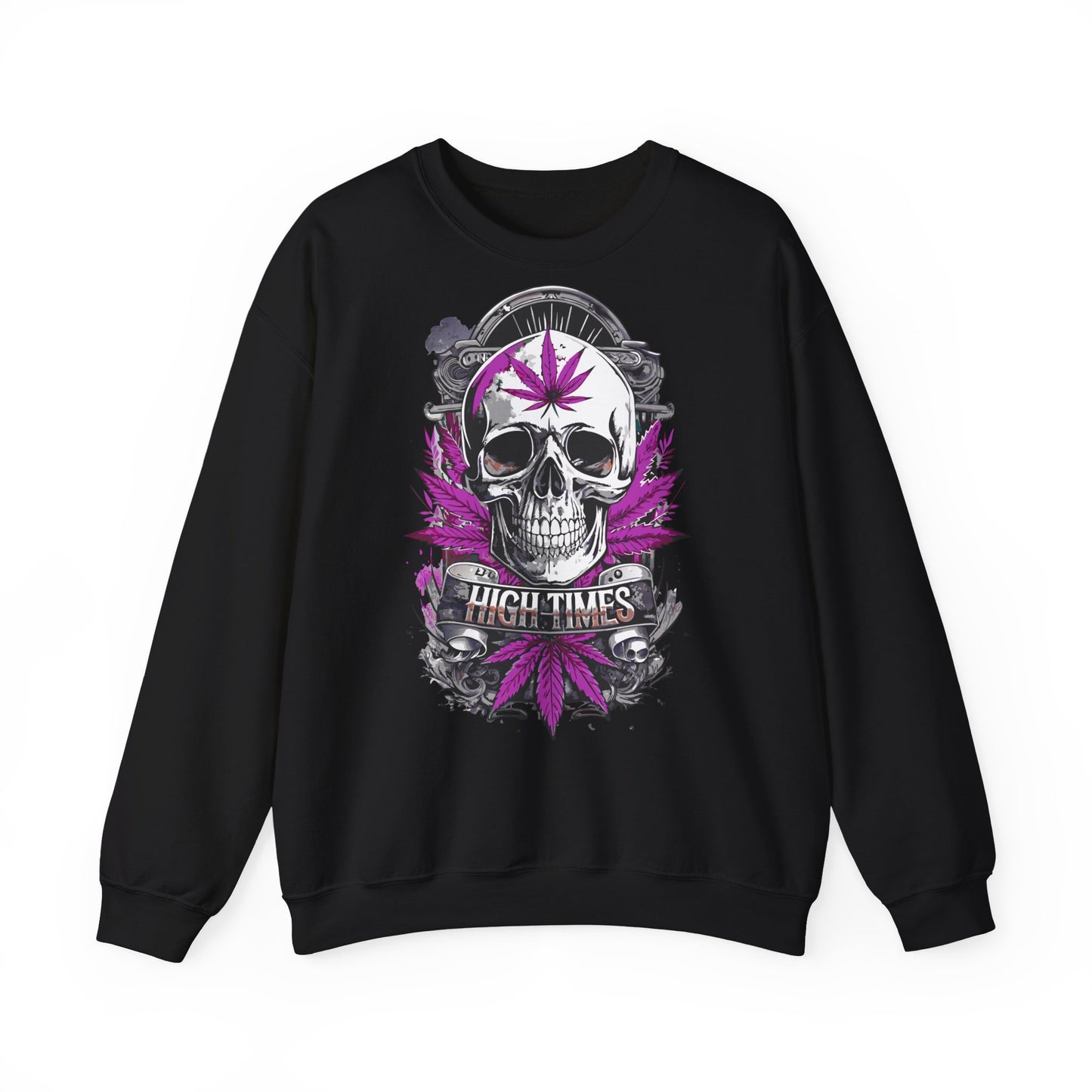 Skull & Purple Cannabis Leaf- "High Times" Graphic Sweatshirt