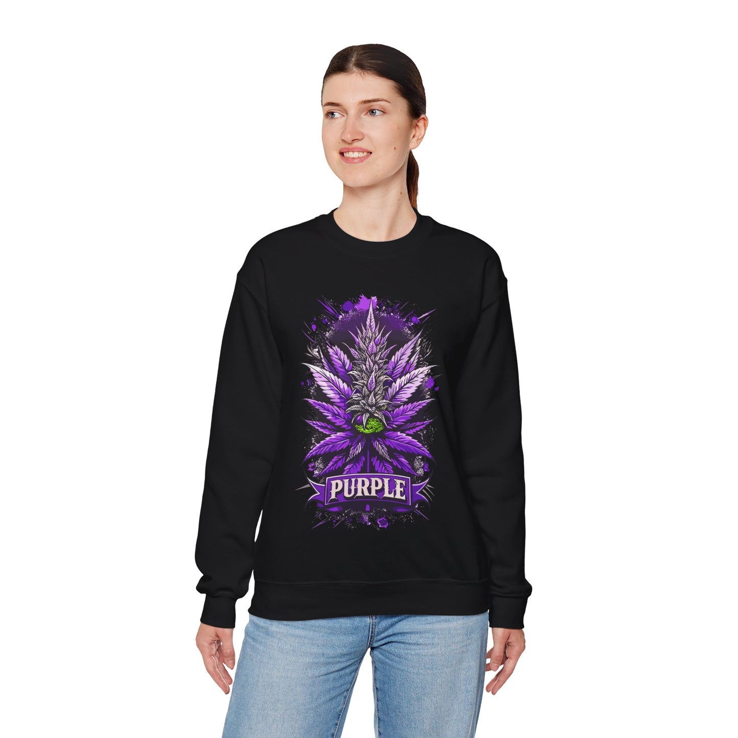 Purple Cannabis Bud Sweatshirt — Bold Psychedelic Marijuana Graphic