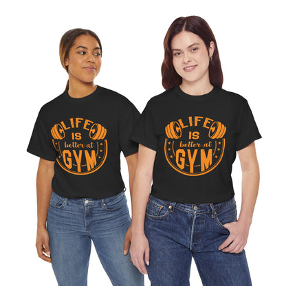 Life is Better at Gym Unisex Heavy Cotton Tee - Motivational Fitness Apparel