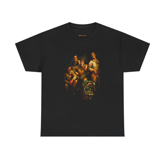 Vintage Crew Portrait Graphic Tee — Retro Group Illustration T-Shirt