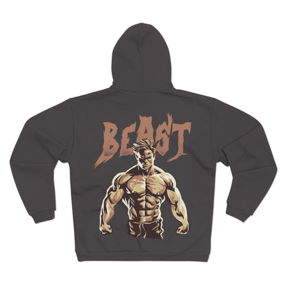 Motivational Beast Unisex Hooded Zip Sweatshirt - Fitness Apparel