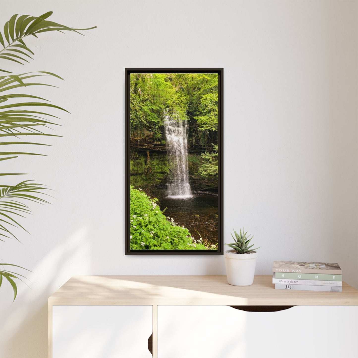 Glacer Waterfall Matte Canvas, Framed (Multi-color)