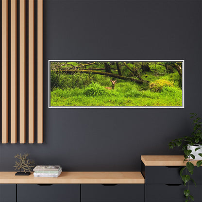Deer in Ditch Matte Canvas, Framed (Multi-color)