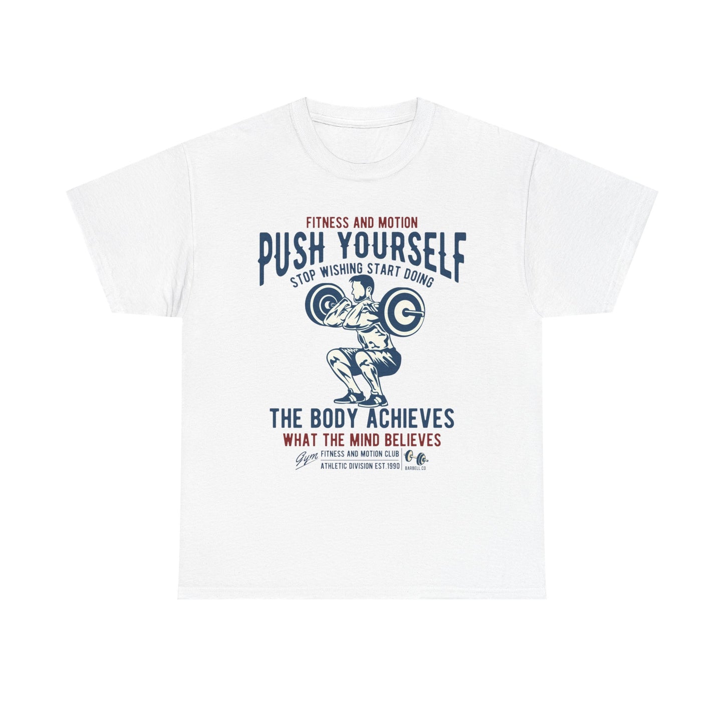 Motivational Fitness Unisex Heavy Cotton Tee - 'Push Yourself' Graphic