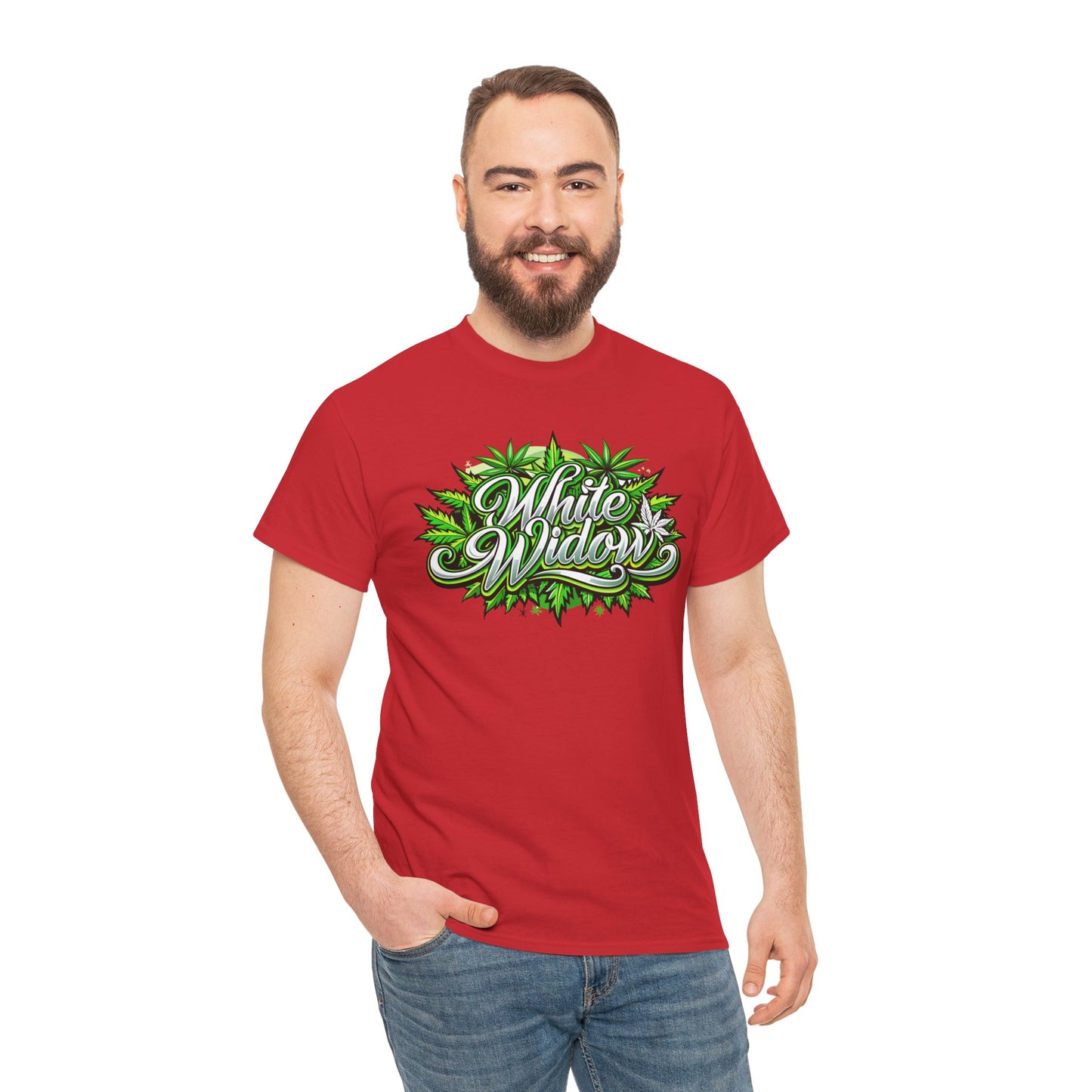 White Widow Graphic Tee — Cannabis Leaf Logo T-Shirt