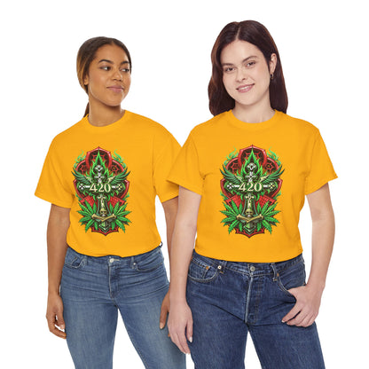 420 Cannabis Shield T-Shirt – Marijuana Leaf Stoner Graphic Tee