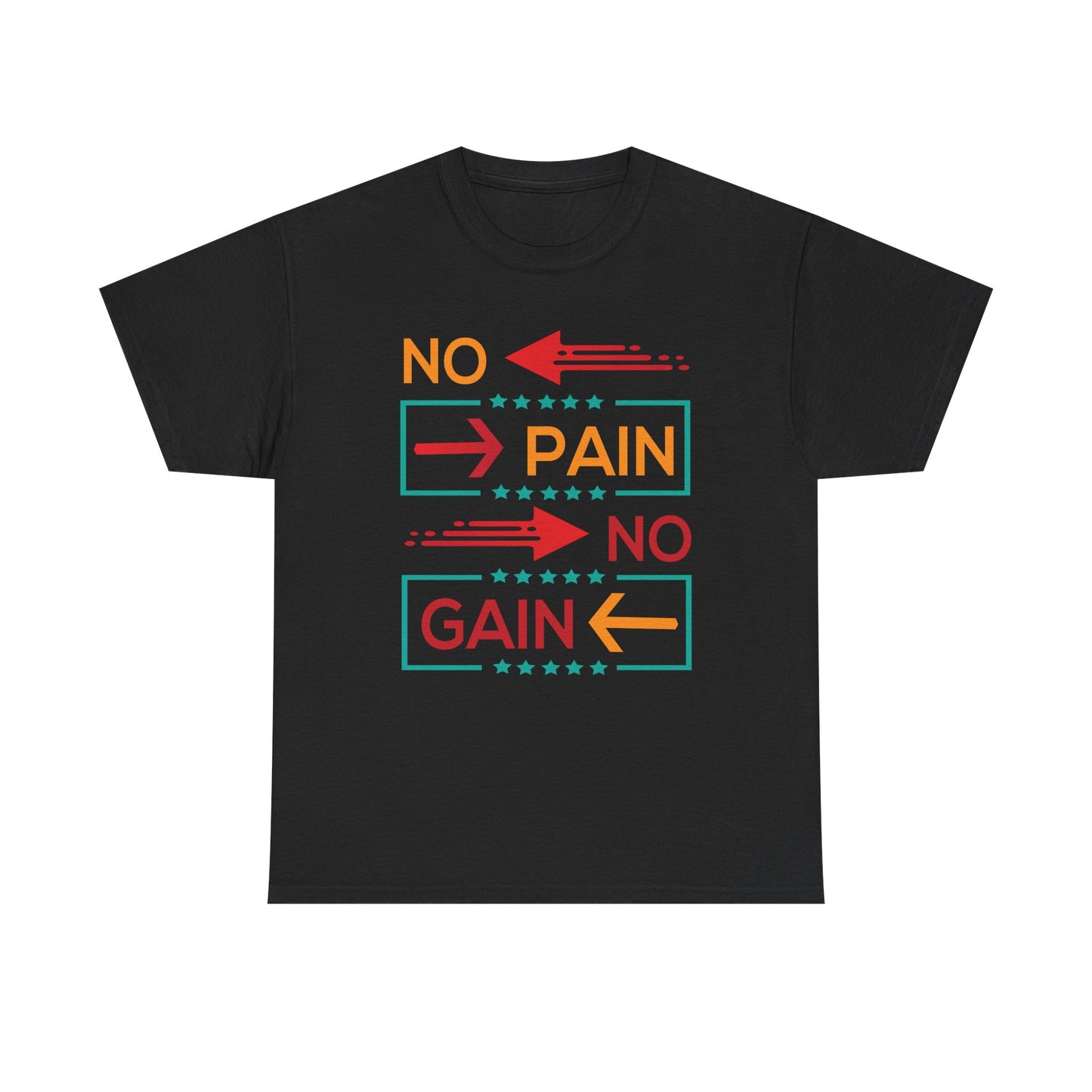 Motivational Unisex Heavy Cotton Tee - 'No Pain No Gain' Gym Shirt