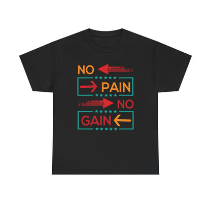 Motivational Unisex Heavy Cotton Tee - 'No Pain No Gain' Gym Shirt