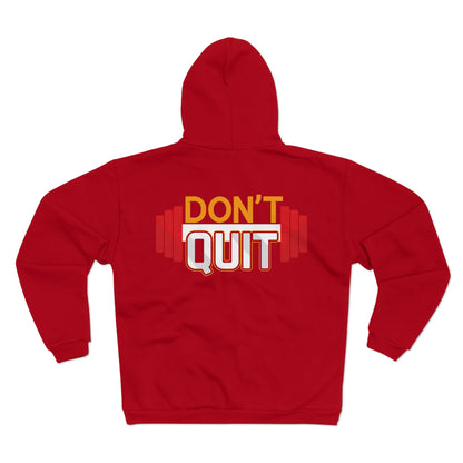 Motivational Unisex Zip Sweatshirt – "DON'T QUIT" Fitness Hoodie